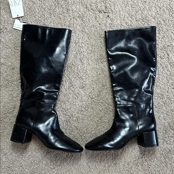 NWT Zara WIDE HEELED TOPSTITCHED BOOTS - Picture 7 of 15